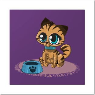 Brown Cat with Stripes and Beanie Eyes Posters and Art